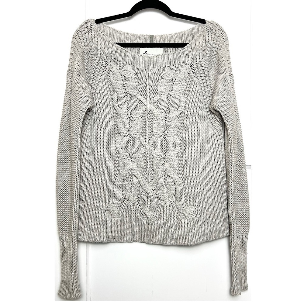 BROCHU WALKER Wool Handmade Cable Knit Old Money Oversized Fisherman Sweater S